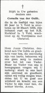 Bidprentje Cornelis van der Gulik (1872-1955)