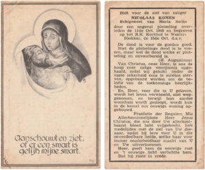 Bidprentje Nicolaas Komen (1881-1948)