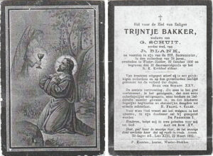 Bidprentje Trijntje Bakker (1830-1908)